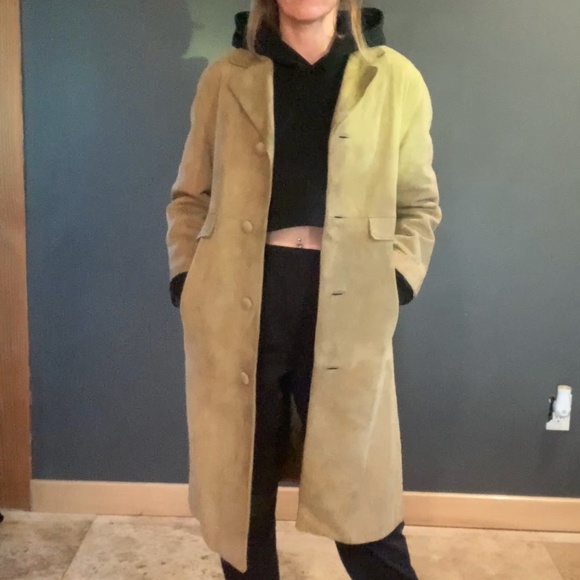 Vintage long camel suede coat - Picture 4 of 8